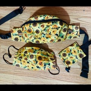 Pandemic Fanny Pack, Mask, Sanitizer sunflower